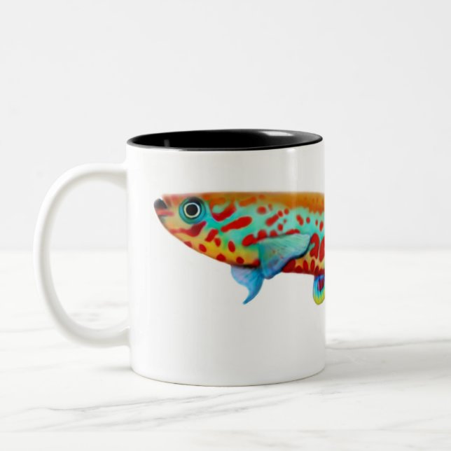 Café Em Dois Tons Caneca do Killifish de Fundulopanchax Gardneri (Esquerda)