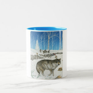 Café Em Dois Tons Caneca do lobo solitário de Snowland
