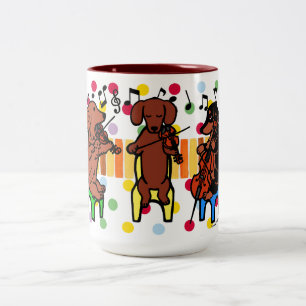 Café Em Dois Tons Caneca do músico do trio de corda do Dachshund