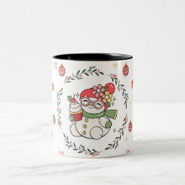Café Em Dois Tons Caneca do Natal Bonito com Homem de Neve e Grinald