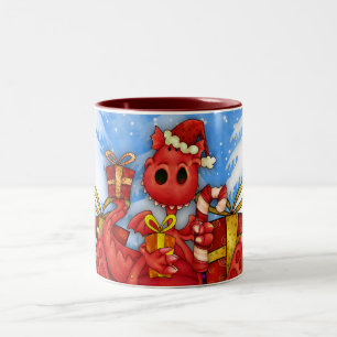 Café Em Dois Tons Caneca do Natal do dragão de Galês - caneca de