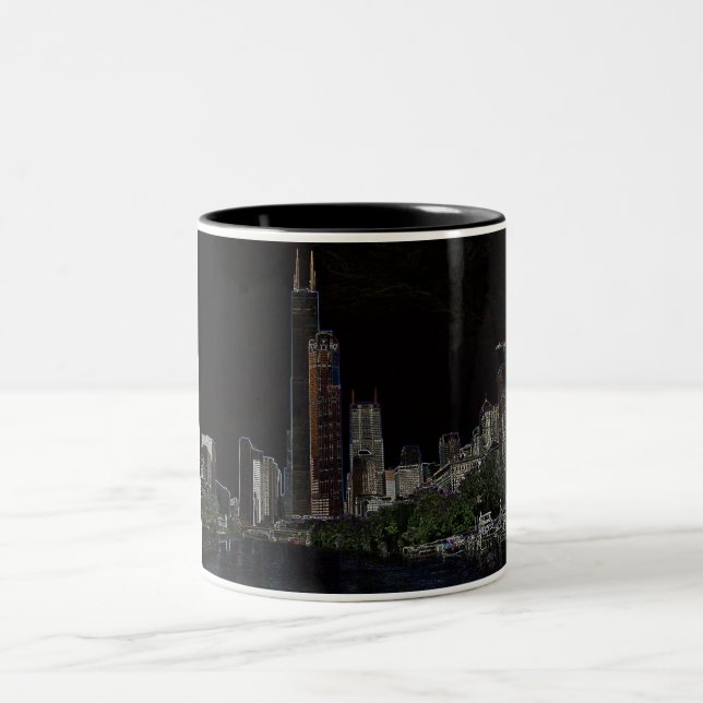 Café Em Dois Tons Caneca do néon de Sears Tower (Centro)