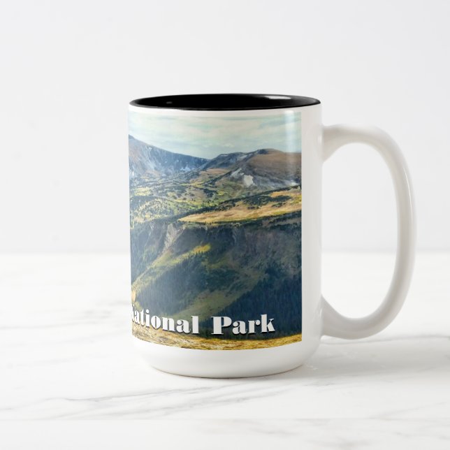 Café Em Dois Tons Caneca do parque nacional de montanha rochosa (Direita)