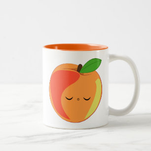 Café Em Dois Tons Caneca do pêssego de Kawaii Lil sonolento'
