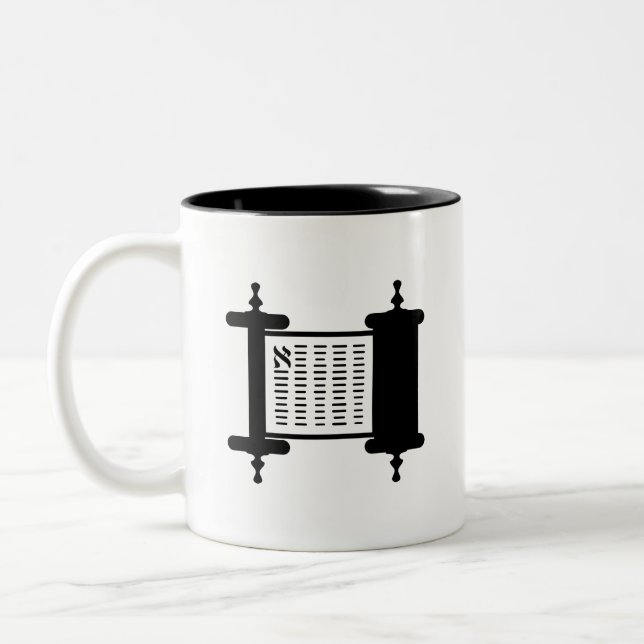 Café Em Dois Tons Caneca do pictograma de "Torah" (Esquerda)