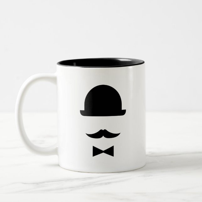 Café Em Dois Tons Caneca do pictograma do chapéu do bigode & de (Esquerda)