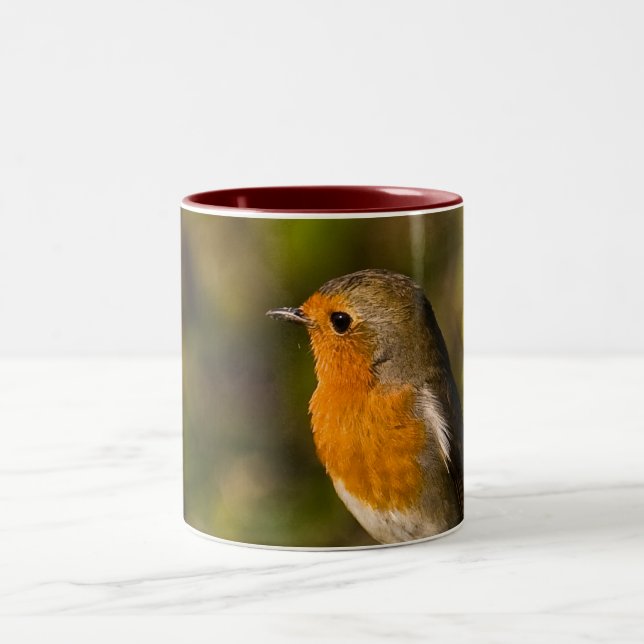 Café Em Dois Tons Caneca do pisco de peito vermelho do inverno (Centro)