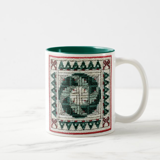 Café Em Dois Tons Caneca do ponto de cruz do Natal (Direita)