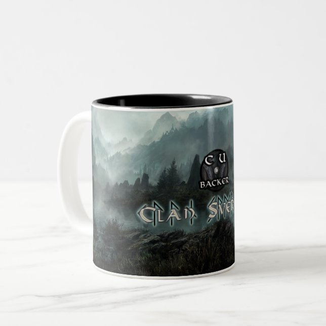 Café Em Dois Tons Caneca do suporte CU" de Sverker do clã do " (Frente Esquerda)