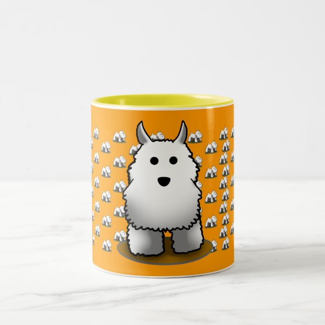 Café Em Dois Tons Caneca do teste padrão de Westie (Centro)