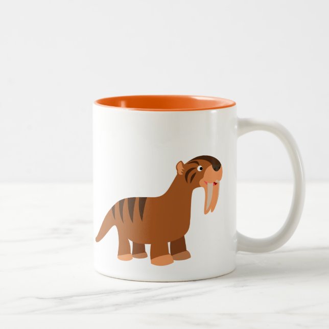 Café Em Dois Tons Caneca do Thylacosmilus Sorridente de Desenho Anim (Direita)