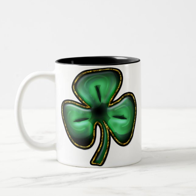 Café Em Dois Tons Caneca do trevo de 3 folhas (Esquerda)