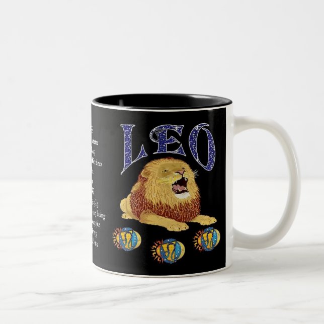 Café Em Dois Tons Caneca do zodíaco do sinal do nascimento de Leo (Direita)