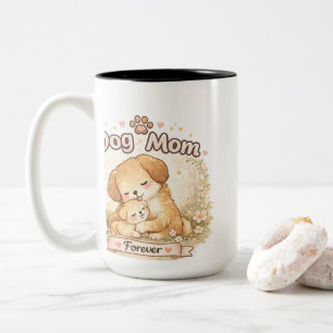 Café Em Dois Tons Caneca Dog Mom Forever – Design de Cachorro e Mãe