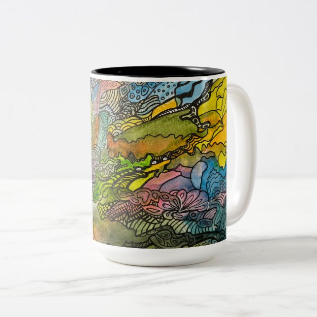 Café Em Dois Tons Caneca Doodle de Jill (Frente Esquerda)
