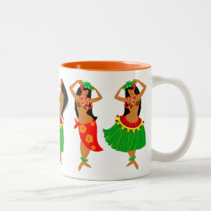 Café Em Dois Tons Caneca dos dançarinos de Hula