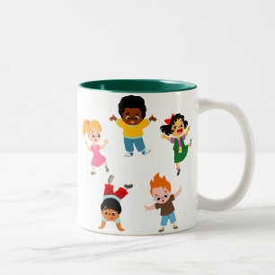 Café Em Dois Tons Caneca dos desenhos animados de cinco miúdos
