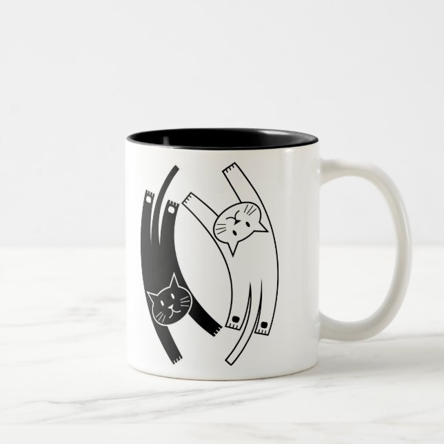 Café Em Dois Tons Caneca dos gatos de Yin & de Yang (Direita)