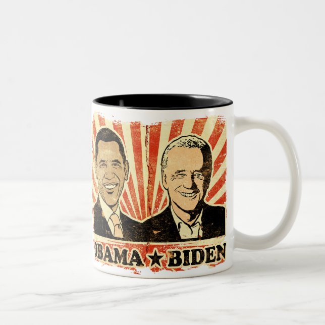 Café Em Dois Tons Caneca dos retratos de Obama Biden (Direita)