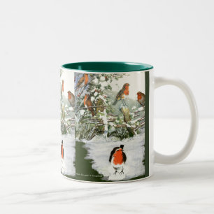 Café Em Dois Tons Caneca dos robins do álbum de recortes