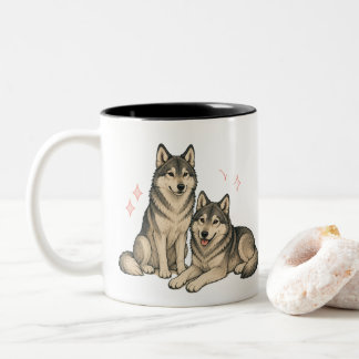Café Em Dois Tons Caneca Duo Husky Fofinho & Lobo | Amantes de Husky
