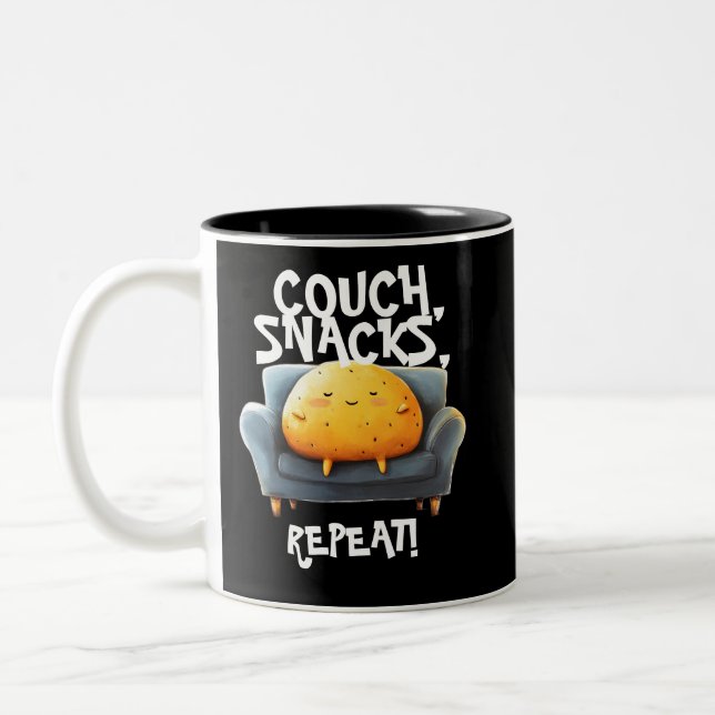Café Em Dois Tons Caneca Engraçada Batata de Sofá (Esquerda)