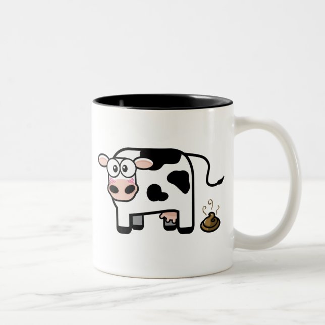 Café Em Dois Tons Caneca engraçada da vaca de Pooping (Direita)