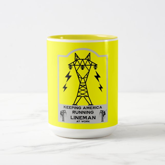 Café Em Dois Tons Caneca Engraçada de Lineman – Presente de Lineman  (Centro)