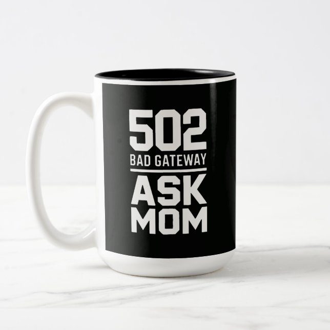 Café Em Dois Tons Caneca Engraçada de Programador 502 Gateway Ruim P (Esquerda)