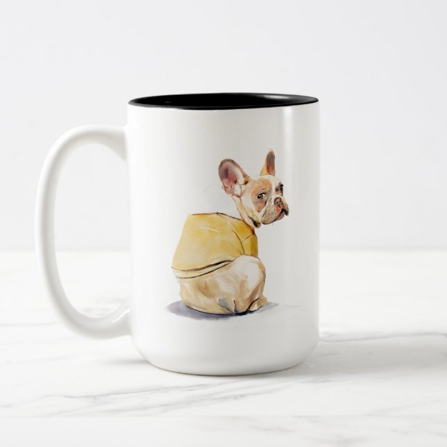 Café Em Dois Tons Caneca Engraçada do Bulldog Francês – Caneca de Ca (Esquerda)