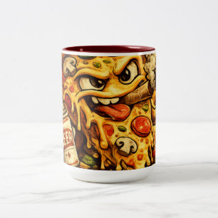 Café Em Dois Tons Caneca Engraçada para Amante de Pizza – Na Pizza N