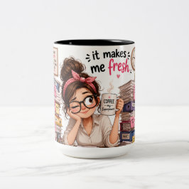 Café Em Dois Tons Caneca Engraçada para Mulher de Escritório Amante 