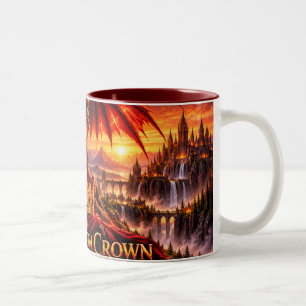 Café Em Dois Tons Caneca Épica Fantasia Coroa do Dragão de Fogo