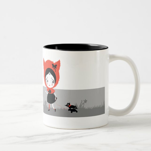 Café Em Dois Tons Caneca escura da capa de equitação vermelha (Direita)