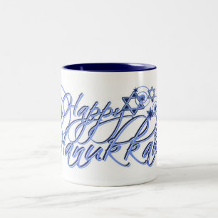 Café Em Dois Tons Caneca feliz de Hanukkah