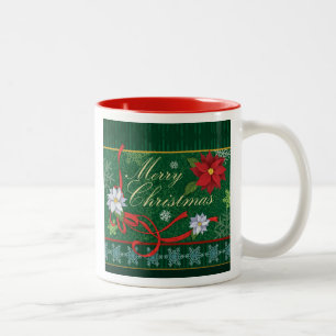 Café Em Dois Tons Caneca festiva do presente de época natalícia do