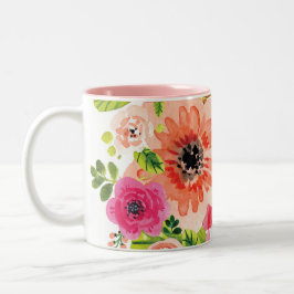 Café Em Dois Tons Caneca floral colorida do estilo bonito | de Boho