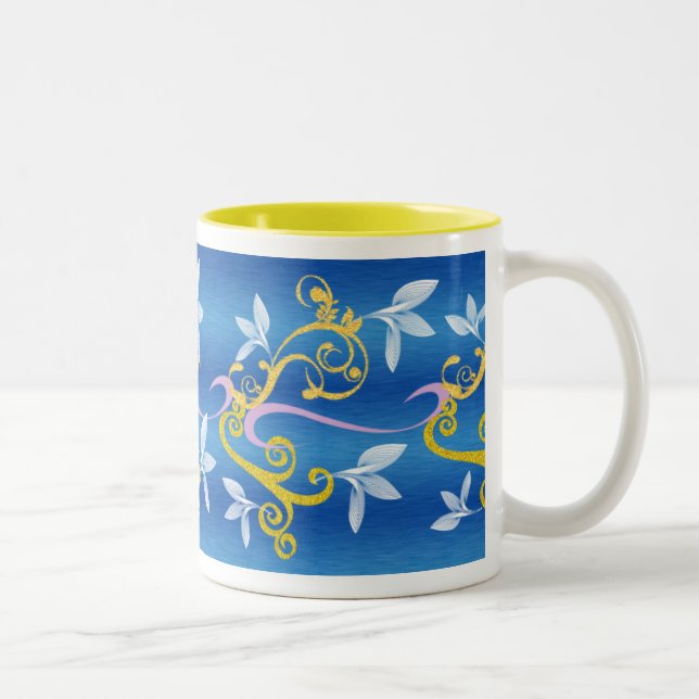 Café Em Dois Tons Caneca floral de luxo (Direita)
