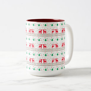 Café Em Dois Tons Caneca Fofa de Rena de Natal