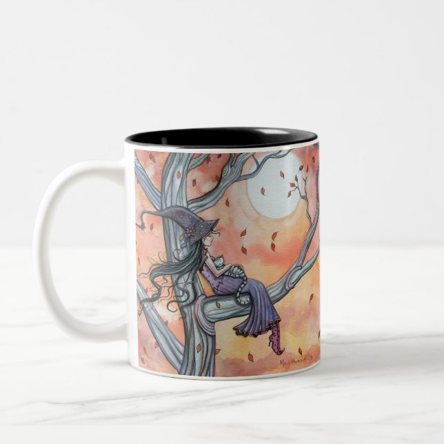 Café Em Dois Tons Caneca Gato Bruxa do Sono de Outono Molly Harrison (Esquerda)
