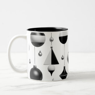 Café Em Dois Tons Caneca Geométrica Abstrata Preto e Branco de Duas