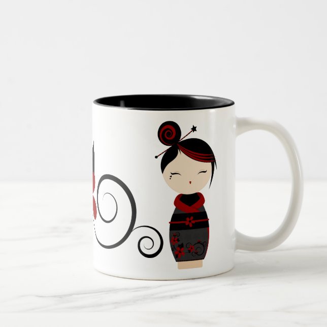 Café Em Dois Tons Caneca gótico de Kokeshi (Direita)