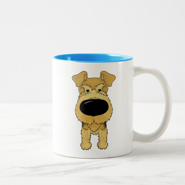 Café Em Dois Tons Caneca grande customizável de Airedale Terrier do (Direita)