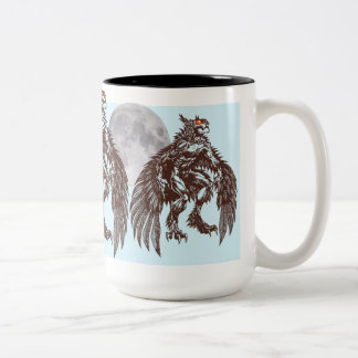 Café Em Dois Tons Caneca grande da lua da coruja de noite de Mothman