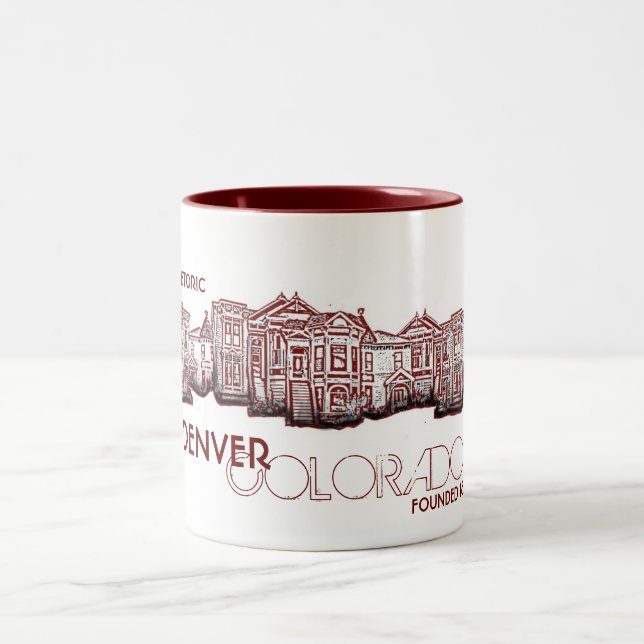 Café Em Dois Tons Caneca histórica da cidade vermelha de Denver Colo (Centro)