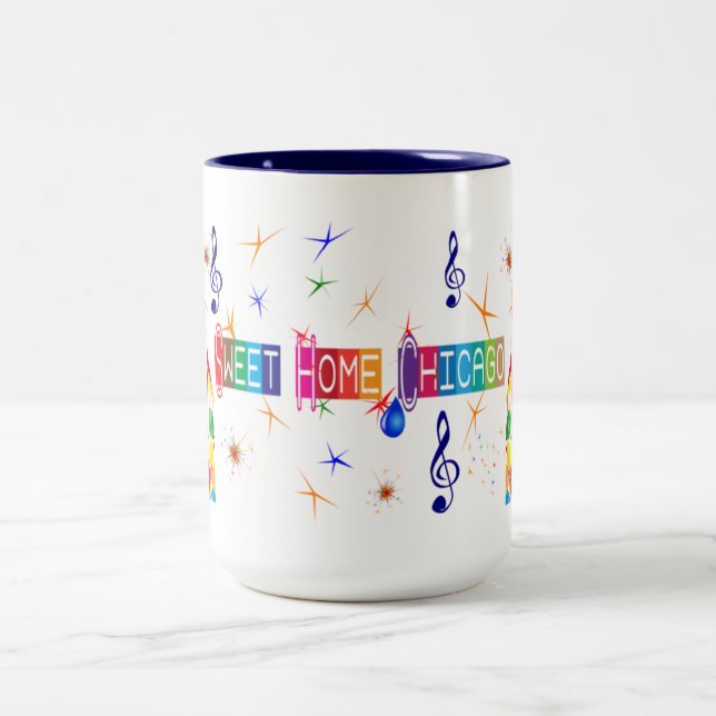 Café Em Dois Tons Caneca Home doce dos azuis de Chicago (Centro)