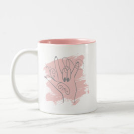 Café Em Dois Tons Caneca Ilustrada de ASL - Personalizada Rosa