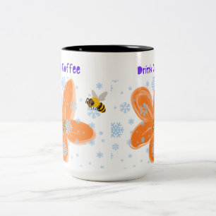 Café Em Dois Tons Caneca Jardim de Abelhas e Flores – Abelha com Flo