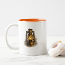Caneca Laranja de Duas Cores com Lanterna de Quero