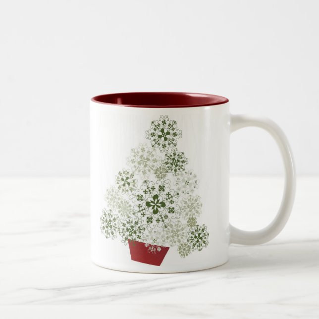 Café Em Dois Tons Caneca letão da árvore de Natal (Direita)